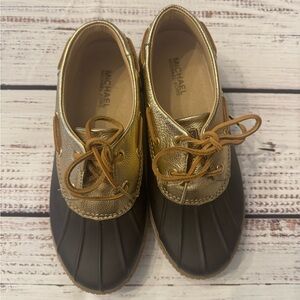 Michael Kors Gold and Brown Rain Shoes
